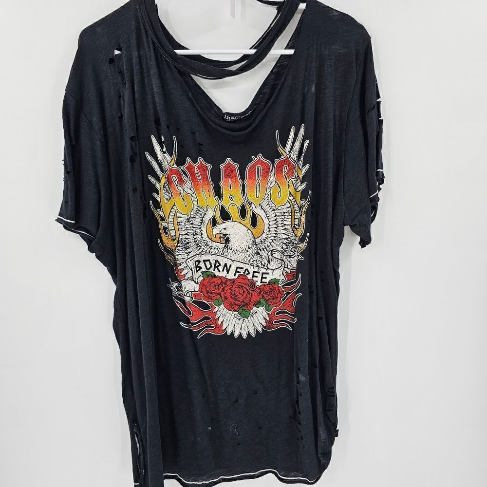 Fashion nova 1x shirt distressed grunge black biker style